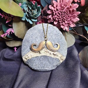 Silver Moustache Necklace on Bronze Chain