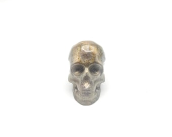 Mini tête de mort en résine scintillante - Décoration d'autel gothique faite main