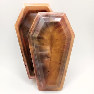 Sunburst Handmade Resin Coffin Box with Lid – Gothic Trinket Holder, Witchy Jewelry Storage, Occult Decor, Skull Altar Box, Spooky Resin Art