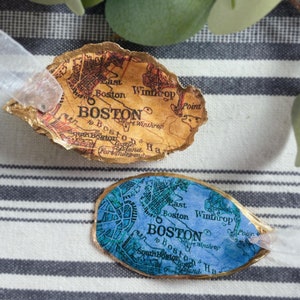 Boston, Massachusetts | Stadt Karte |  Austernmuschel Ornament |  Geschenk für Weihnachten Hochzeit Verlobung Andenken | Weihnachtsgeschenk