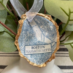 Boston Massachusetts Austernschale Ornament | Individuell | Urlaub Hochzeiten Verlobung Geschenk | Strassenkarte | Valentinstag Geschenk Andenken