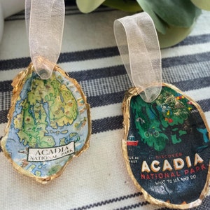 Acadia Nationalpark | Austernmuschel Ornament | Wandern in Maine. Karte. Einzigartiges Geschenk für Ihn Sie. Hochzeit Verlobung Andenken. Valentinstag