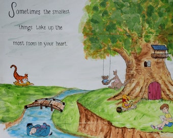 One Hundred Acre Woods |  Winnie the Pooh and Friends  |  Piglet Eeyore Rabbit  Tigger  Kanga and Roo |  Rustic Wall Decor