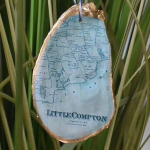 Kleine Compton Auster Ornament. Rhode Island. Karte. Einzigartiges handgemachtes Geschenk. Strand Küsten Geschenk. Hochzeit/Verlobung. Feiertag/ Valentinstag