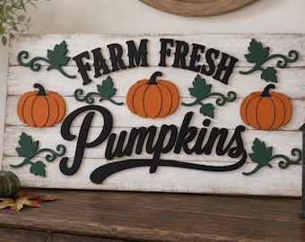 Farm Fresh Pumpkins SVG, Fall Farmhouse Laser Cut Sign DIY Design (Digital Download)
