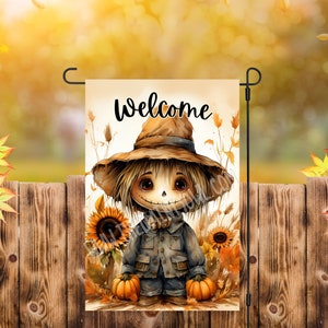 Fall Scarecrow Garden Flag Sublimation Design (PNG)
