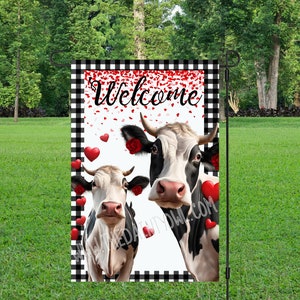Diseño de sublimación de bandera de jardín de vacas de San Valentín (PNG, JPG)