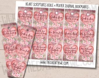 Heart Scriptures Christian Bible and Prayer Journal Scripture Bookmark JPG Shabby Chic Hearts Bible Verses Bookmark JPG Bible Study Bookmark