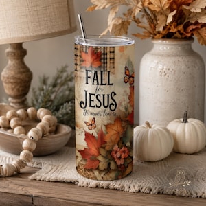 Fall for Jesus 20oz Tumbler Wrap Design: Höstlöv, Kristen tro (PNG) bild 6