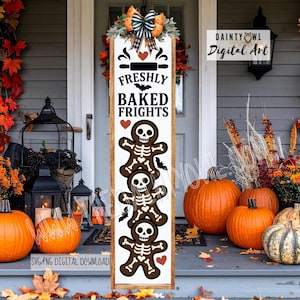 SVG/PNG- Freshly Baked Frights Halloween Porch Leaner Gingerbread Skeletons Digital Leaner Halloween Haunted Bakery Porch Leaner Sign SVG