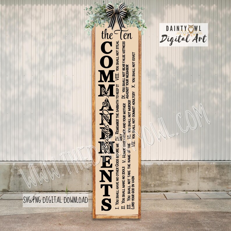 The 10 Commandments Porch Leaner SVG/PNG: Christian Farmhouse Sign Art ...