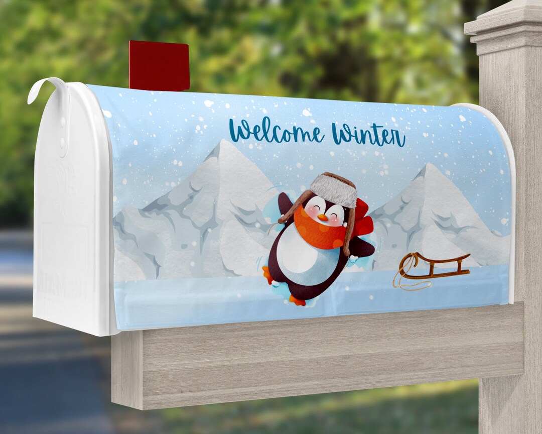 Penguin Winter Mailbox Cover Sublimation PNG Ice Etsy