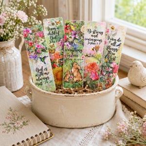 Watercolor Scripture Bookmarks: Christian Verse, Spring Floral (Printable)