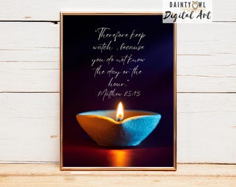 Parable of the 10 Virgins Print: Clay Lamp Bible Verse (Digital JPG)