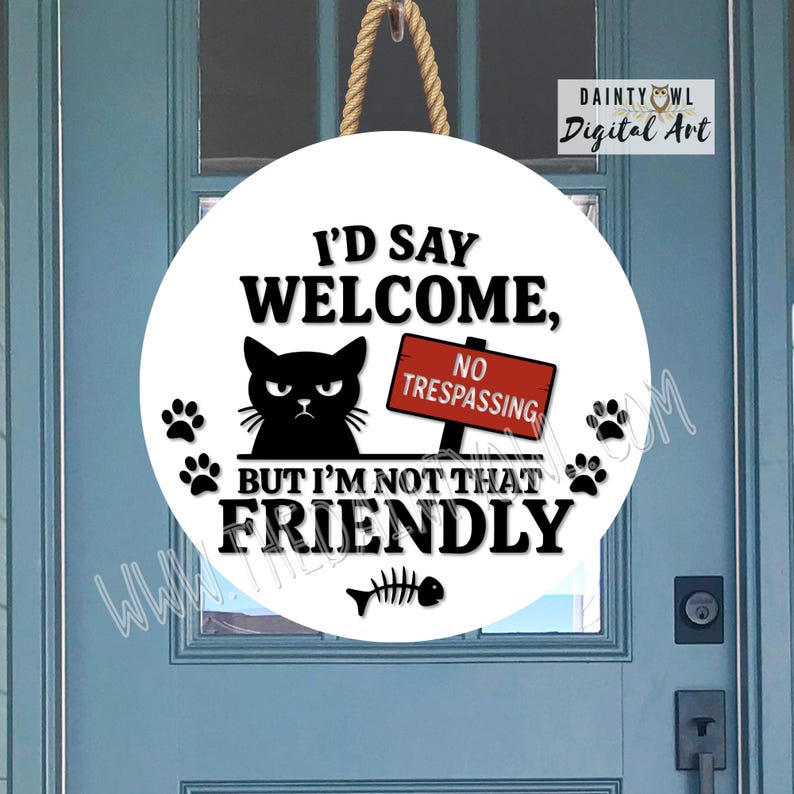 Work Sign Grumpy Cat SVG/PNG Grumpy Cat Welcome Sign: Funny Door Hanger Art (digital File ...