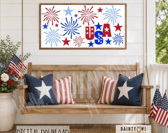 Fyrverkeridörrmatta SVG/PNG, patriotisk USA 4 juli-design (digital nedladdning)