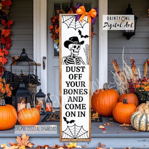 SVG/PNG- Skeleton Cowboy Porch Leaner, Skeleton Digital Porch Leaner SVG, Halloween Porch Leaner Design, Western Skeleton Welcome Porch Sign