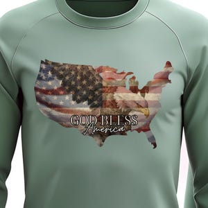 American Eagle PNG, Amerikaans kaartontwerp, God Bless America Eagle PNG, patriottische zeearend-shirt, Amerikaanse adelaar en patriottische vlag kunstbestand