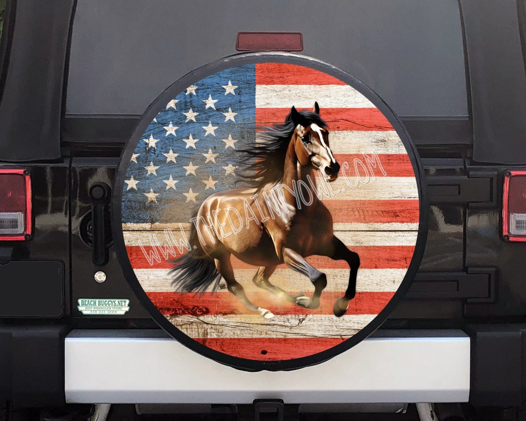 Patriotic Horse Spare Tire Cover Instant Digital Download Horse and