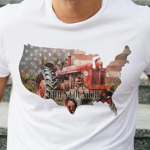 Vintage tractor png, Amerikaans kaartontwerp, Gods land rode tractor png, shirt patriottische boer vader, tractor en Amerikaanse vlag, geschenken boer