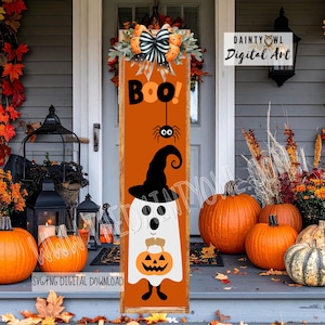 SVG/PNG- Ghost Trick or Treat Halloween Porch Leaner Boo Ghost Digital Porch Leaner Halloween Porch Leaner Art Cute Ghost Halloween Sign SVG