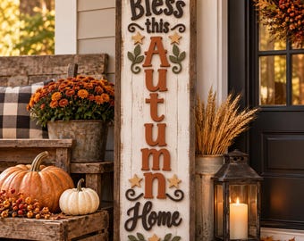Autumn Home Laser xTool File, Primitive Fall SVG/PNG, Vertical Laser Sign (Digital Download)