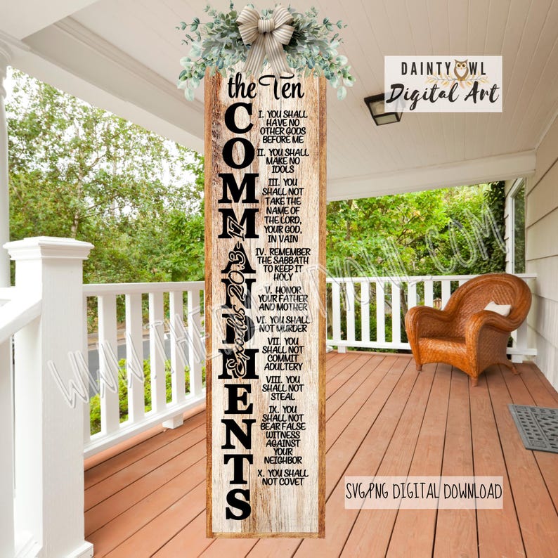 The 10 Commandments Porch Leaner SVG/PNG: Christian Farmhouse Sign Art ...