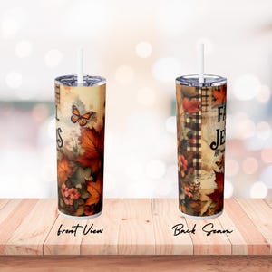Fall for Jesus 20oz Tumbler Wrap Design: Höstlöv, Kristen tro (PNG) bild 7