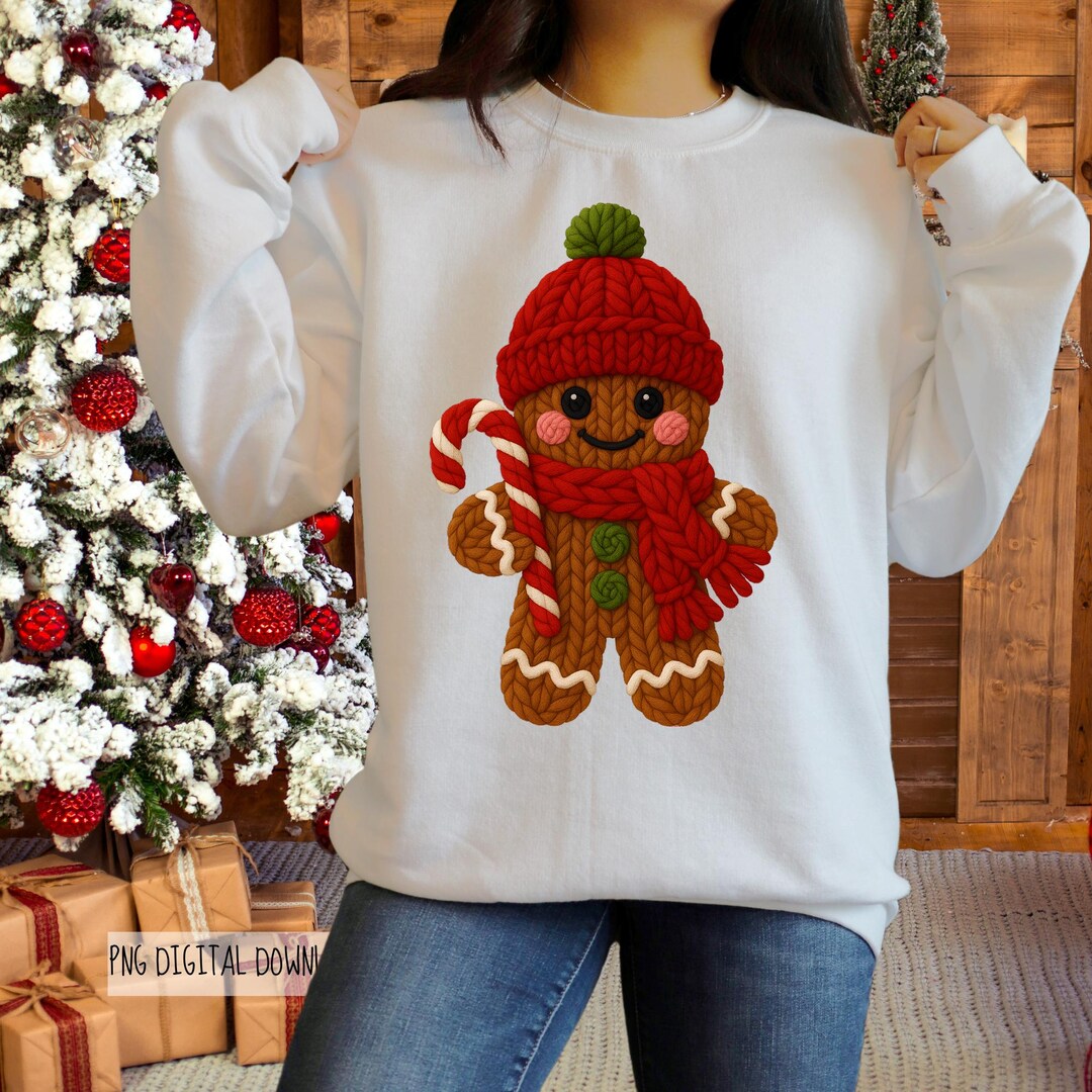 Chunky Yarn Crochet Gingerbread Man PNG: Faux Latch Hook Christmas ...