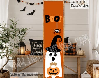 SVG/PNG Halloween Ghost Porch Leaner: Trick or Treat Vertical Leaner Digital Art