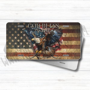 Patriotic Eagle License Plate Sublimation Design: God Bless America PNG (Digital Download) image 2