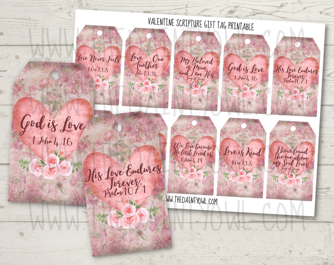 Valentine Scripture Printable Gift Tag Christian Valentine Collage ...