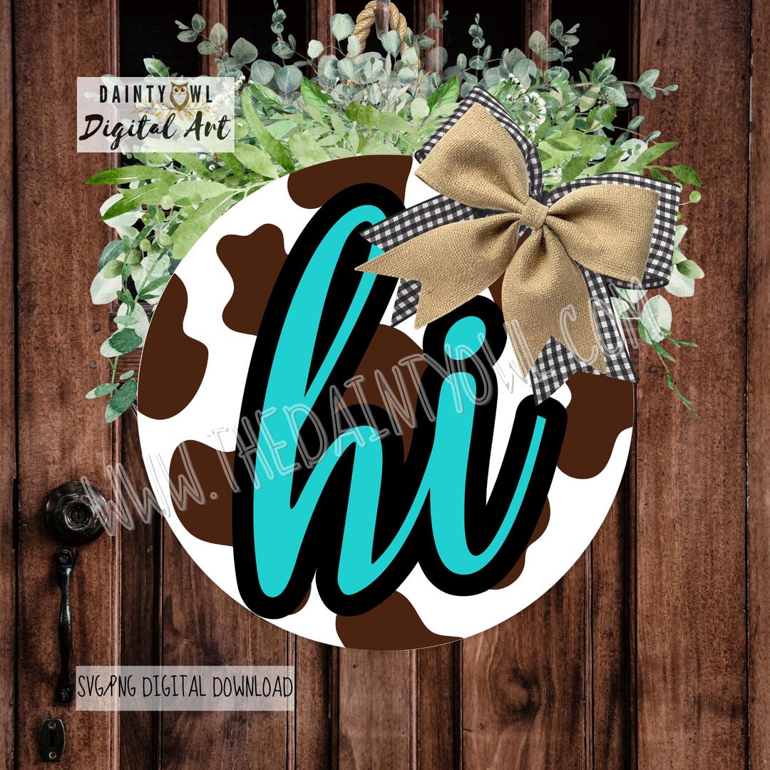 Hi, Cowhide Pattern Round Sign SVG/PNG: Western Cow Print Design ...