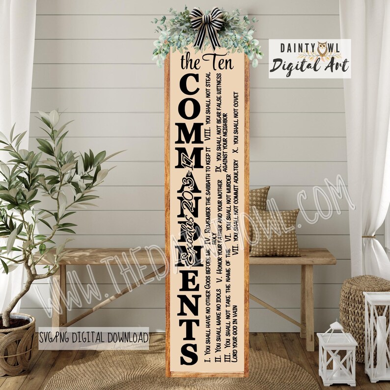 The 10 Commandments Porch Leaner SVG/PNG: Christian Farmhouse Sign Art ...