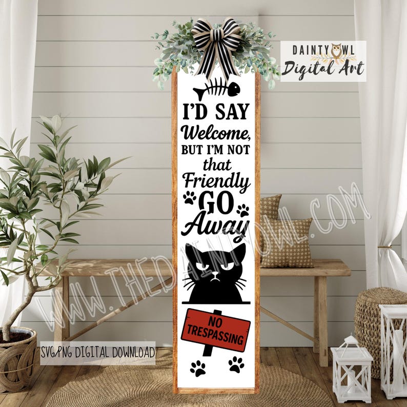 Work Sign Grumpy Cat SVG/PNG Grumpy Cat Go Away Porch Sign: Sarcastic Cat Art (digital ...