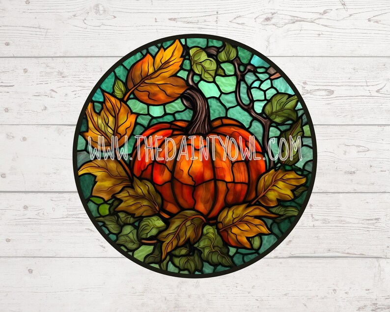 12x12 Faux Stained Glass Sublimation Design Pumpkin With Etsy