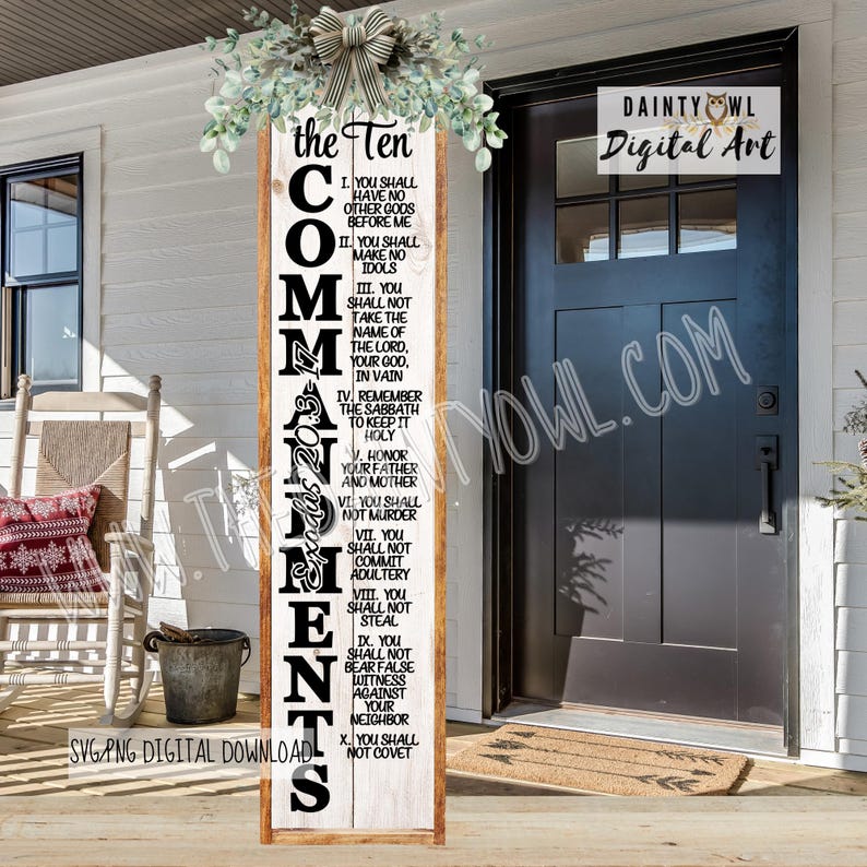 The 10 Commandments Porch Leaner SVG/PNG: Christian Farmhouse Sign Art ...
