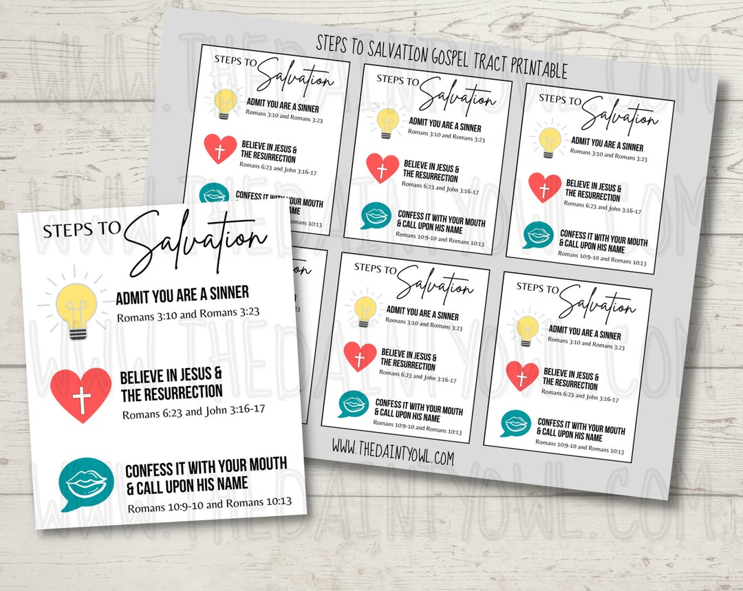Salvation Tract Printable Gospel Tract Instant Download Evangelism