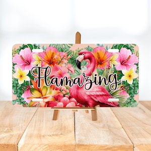 Tropical Flamingo License Plate Sublimation PNG Flamazing Flamingo Vanity Plate PNG Pink Tropical Flamingo License Car Accessory Digital PNG