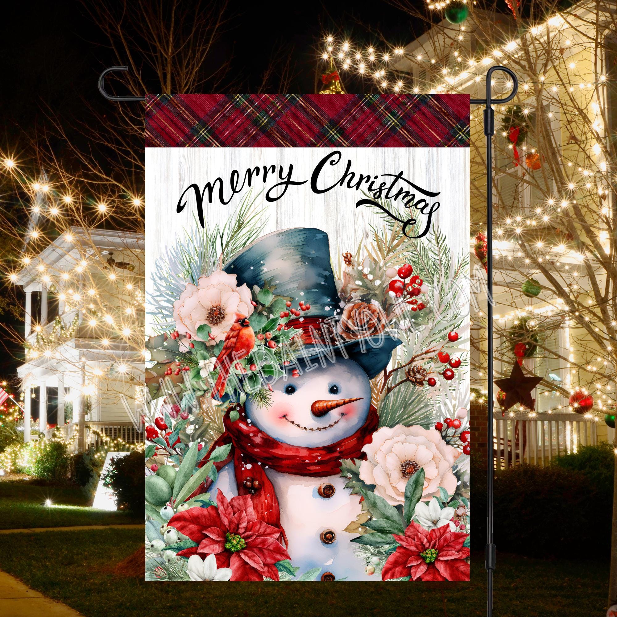 Christmas Snowman Garden Flag: Merry Christmas Digital Design (JPG)