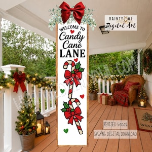 SVG/PNG Candy Cane Lane Porch Leaner: Christmas Candy Welcome Sign (Digital Download)