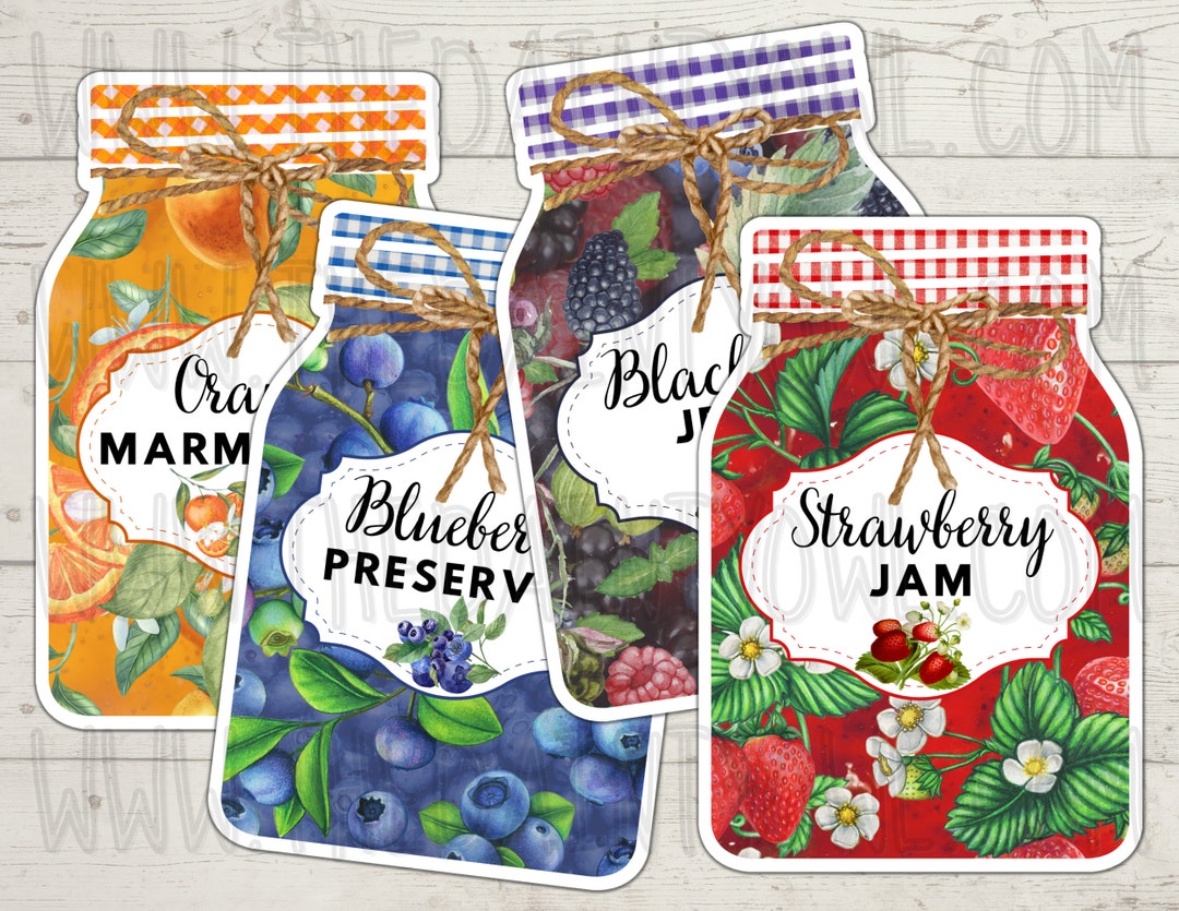 Mason Jar Printable Tags Ephemera Collage Sheet Fruits Jams Jellies and ...