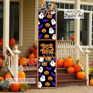 SVG/PNG- Trick or Treat Porch Leaner, Halloween Pattern Digital Porch Leaner, Halloween Porch Leaner Art, Halloween Trick or Treat Sign SVG