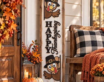 Pilgrim Turkeys, Happy Thanksgiving Laser File, Fall Holiday SVG/PNG (Digital Download)