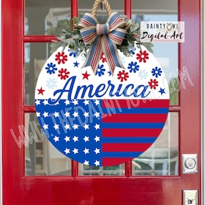 SVG/PNG - File di progettazione digitale America, cartello floreale patriottico, gruccia rotonda, file digitale vuoto in cartone, grafica patriottica americana PNG