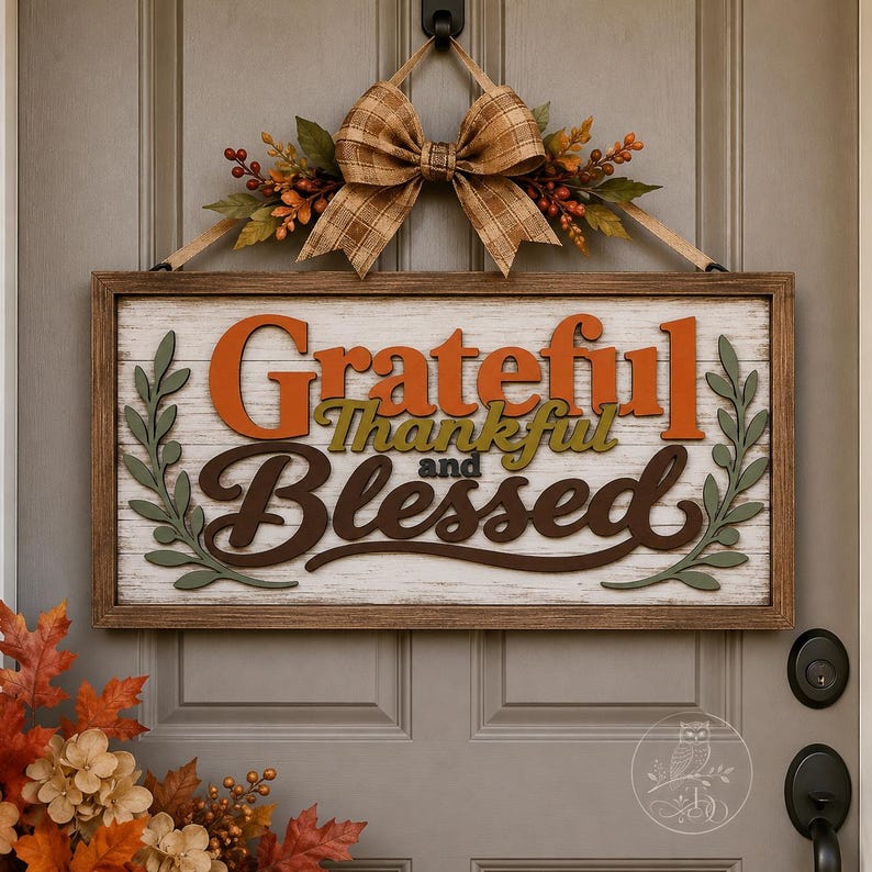Grateful Thankful Blessed SVG, Fall Farmhouse, Laser Cut Sign DIY ...
