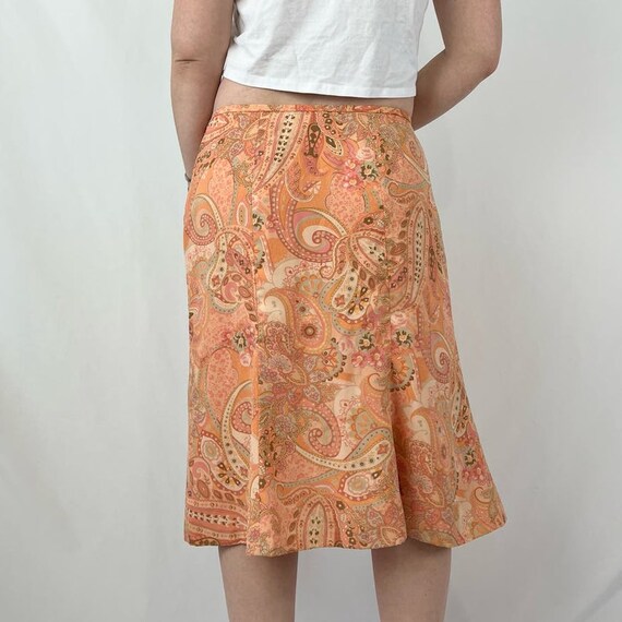 Vintage 90s Orange Colorful Paisley Pattern Midi … - image 3