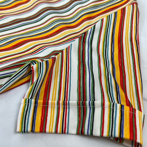 Vintage 70s Colorful Rainbow Striped Collared Mod… - image 8