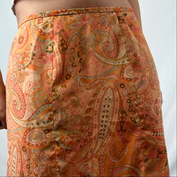 Vintage 90s Orange Colorful Paisley Pattern Midi … - image 2