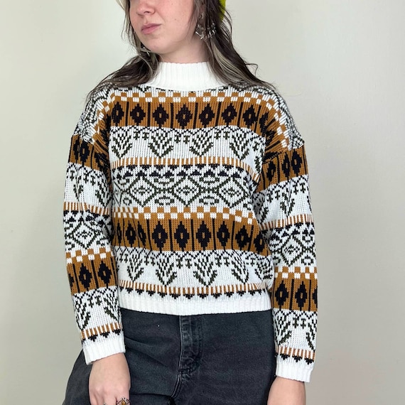 Vintage 80s Striped & Diamonds Pattern Sweater - image 2